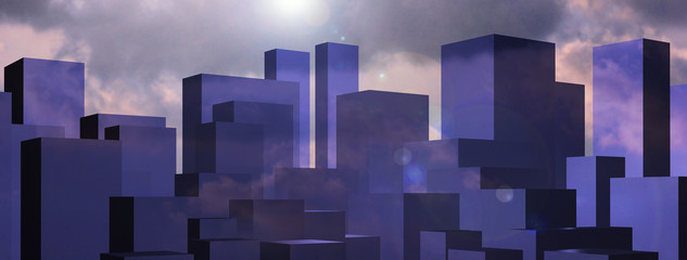 Abstract cityscape background with dramatic sky