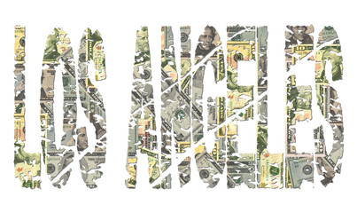 Los Angeles grunge text with dollars