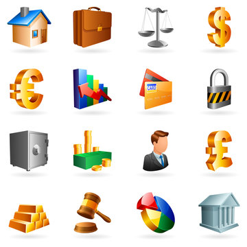Set of 16 vector business and office icons.