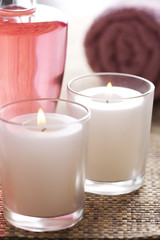 massage oil and candles