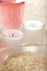 massage oil and candles