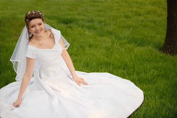 The bride on a lawn