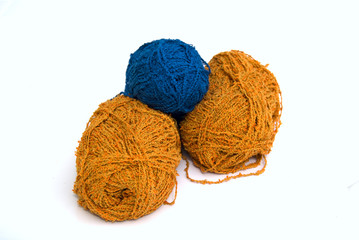 wool and knitting needles - isolated