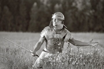 Aggressive römische Soldaten. Foto.