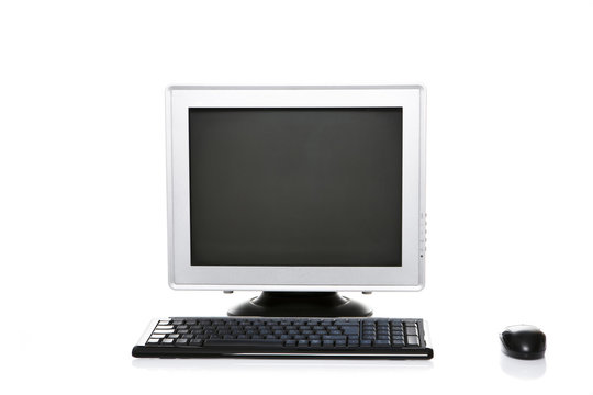 Desktop computer with lcd monitor, keyboard and mouse