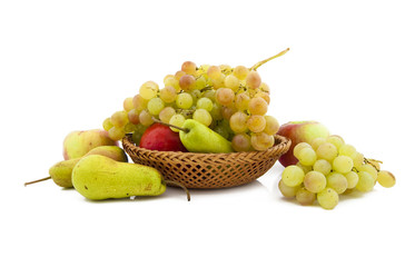 .Apples, pears and grapes appetizing autumn fruit