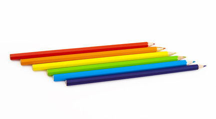 Set of colour pencils on a white background