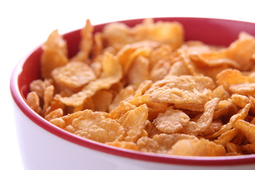 Corn Flakes In Red/White Bowl