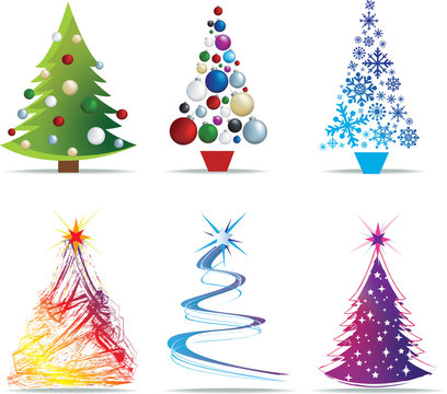 christmas tree modern illustrations