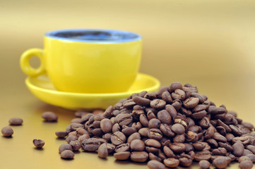 coffee beans and cup