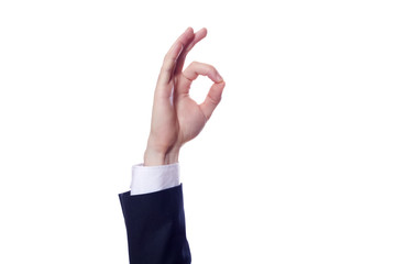 hand of a businessman showing the ok sign