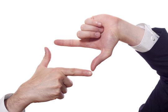 hands of a businessman framing a rectangle