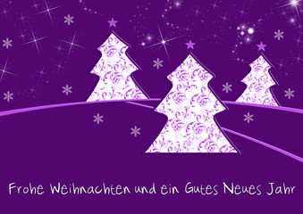 Moderne Weihnachtskarte in violett