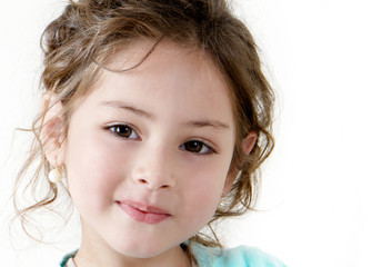 happy little girl a on white background