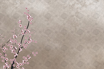Cherry tree and chinese pattern filigree with place for text