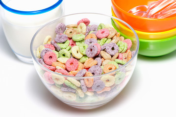 Multicolor cereal  on a white background