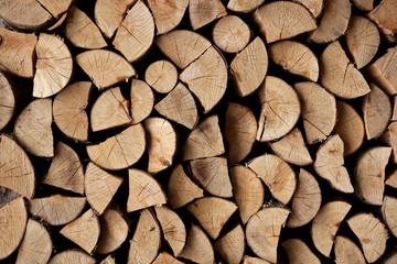 Cut firewood stack logs as pattern