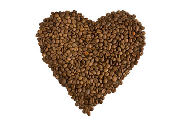 Brown roasted coffee heart