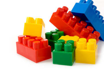 colorfu l building blocks on white background