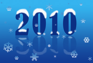 InscrInscription of new year from figures and ïàäóþùèå snowflake