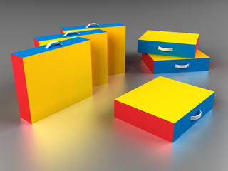 Scattered colorful boxes