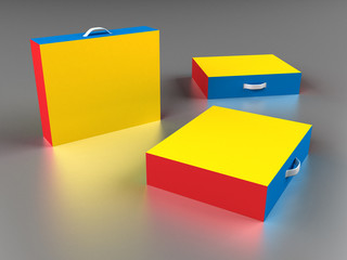 Scattered colorful boxes