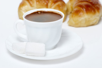Cup of coffee and Croissant
