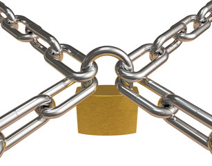 Obraz premium Crossed chains with padlock