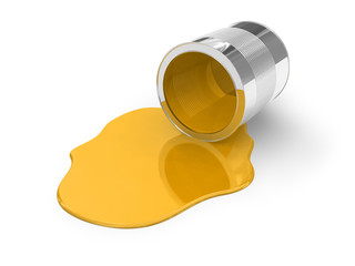 Yellow spilled paint