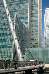 Footbridge to work in Canary Wharf in London's Docklands
