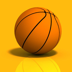 Obraz premium basketball on the reflective golden floor