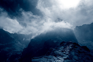 Stormy mountains landscape