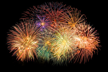 Cluster of colorful fireworks