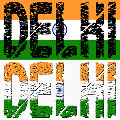 Delhi grunge text with flag