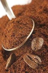 Ground coffee and beans
