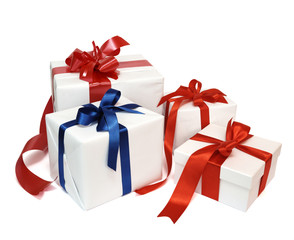 red ribbon box present gift decoration