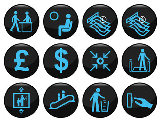 Business and office related black icon set