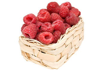 Raspberries in a basket.