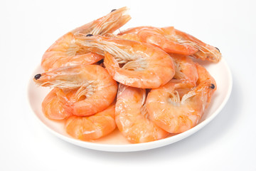 Prepared shrimps on plate