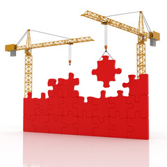 two cranes and construction puzzle
