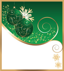 New Year's card with christmas green balls.Vector