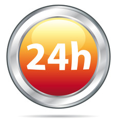 24h Delivery single icon in an orange glass ball