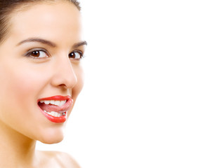 Fototapeta premium beautiful woman who puts tongue out
