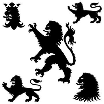 Heraldic lions silhouettes