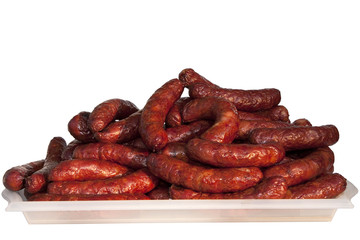 A plate with sausages