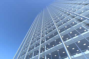Fototapeta na wymiar Blank glass facade of curved office building