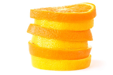 Fototapeta na wymiar Scheiben einer Orange und Zitrone