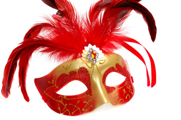 Carnival mask with feathers isolated on the white