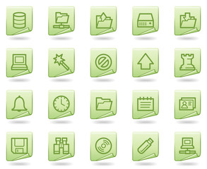 Server web icons, green document series