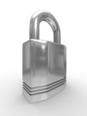 steel closed lock on white background. Isolated 3D image